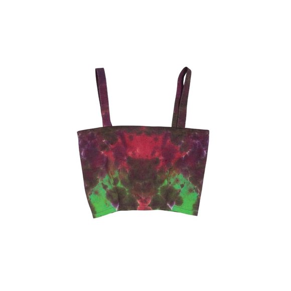 Handmade Reversible Purple Tie Dye Lace Up Suede Festival Corset Crop Top - Picture 4 of 7